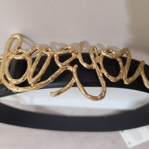 Luxurious Black Belt with Gold Script Accent by ZARA